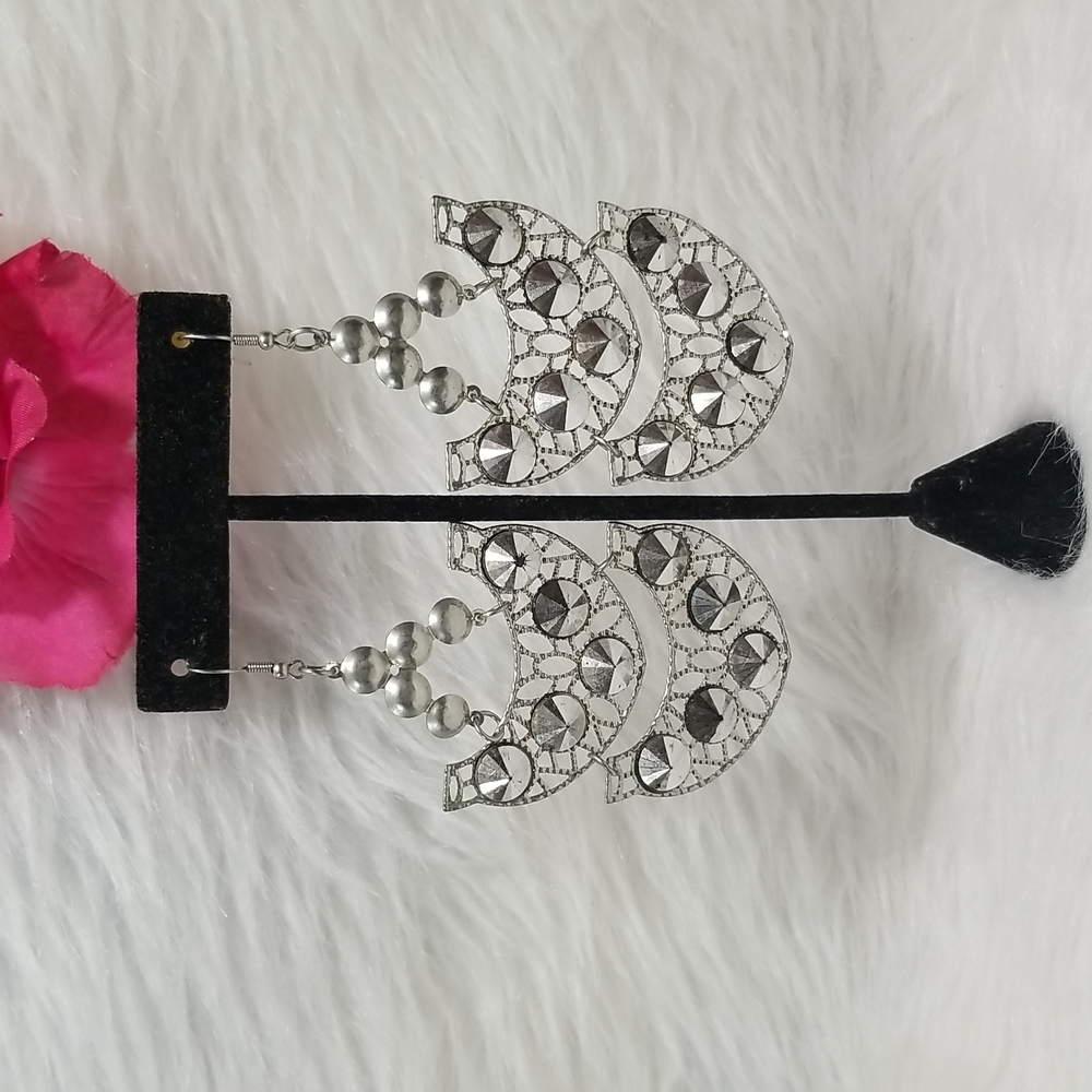🌹Palm Beach Statement Dangle Silver Earrings